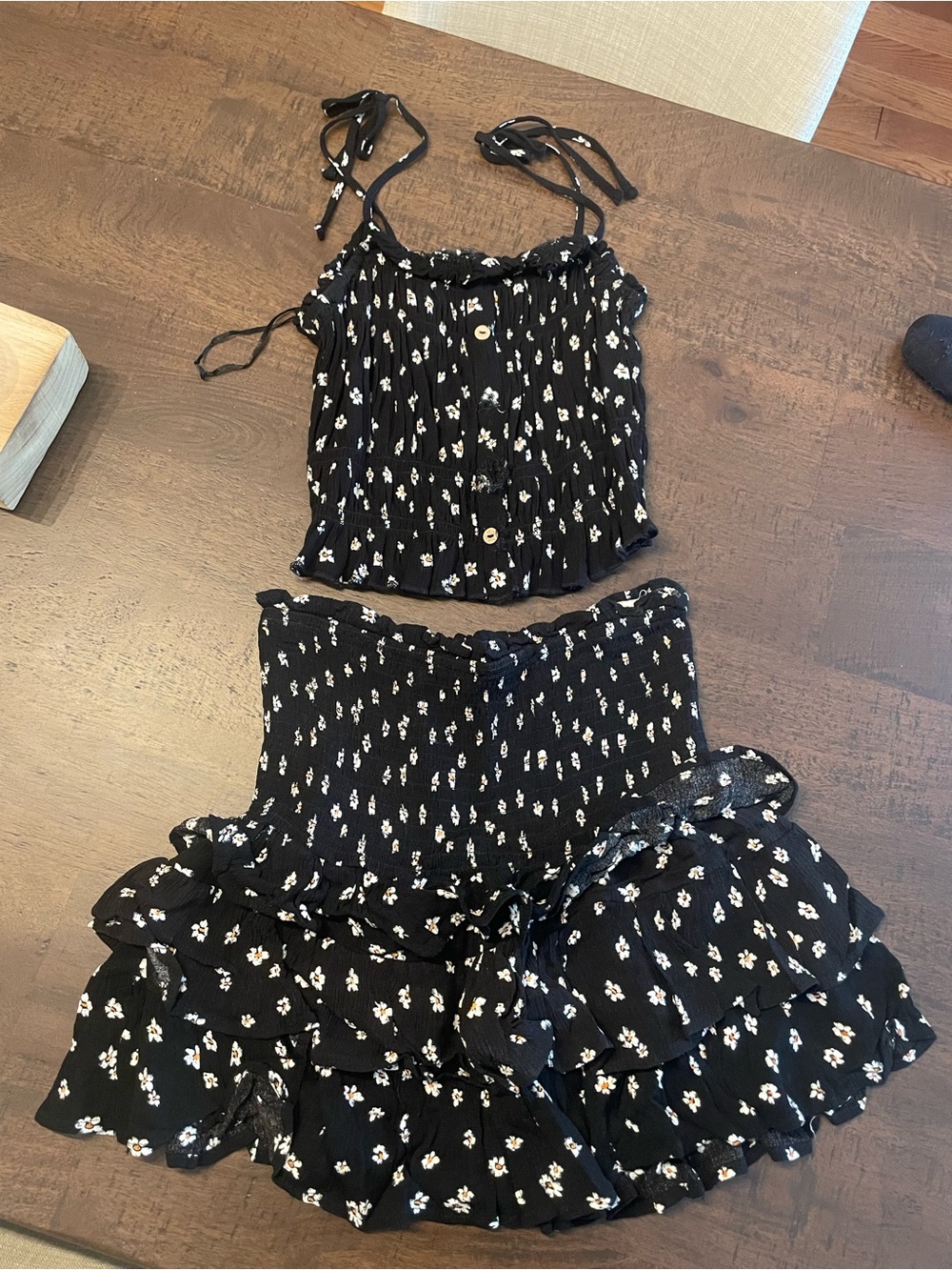 Ocean Drive Black Floral Two-Piece Skirt Set